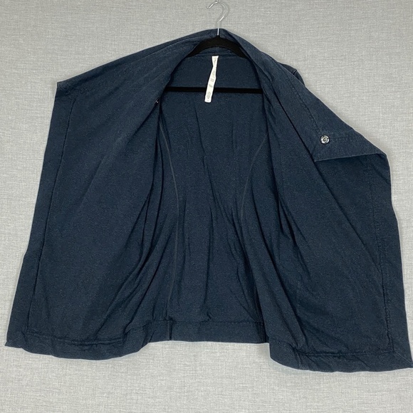 Lululemon Wrap Jacket Navy Sz 6 Side Pockets Cotton Blend Cross Front - Picture 5 of 12